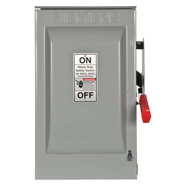 Interruptor de Seguridad con Fusible Siemens, Uso Pesado, 600V AC, 3PST, 60 A, NEMA 3R - HF362R