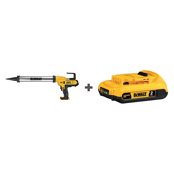 Dewalt Caulk Gun Kit, Yellow, 20 oz Capacity, 20V DC - DCE580B / DCB203
