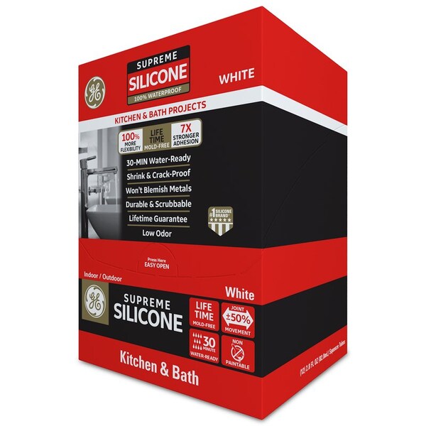 Ge GE Supreme White Supreme Silicone Kitchen and Bath Caulk Sealant 2.8 oz - M90011