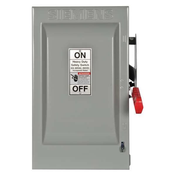 Interruptor de seguridad con fusible Siemens, de alta resistencia, 600V AC, 3PST, 60 A, NEMA 1 - HF362