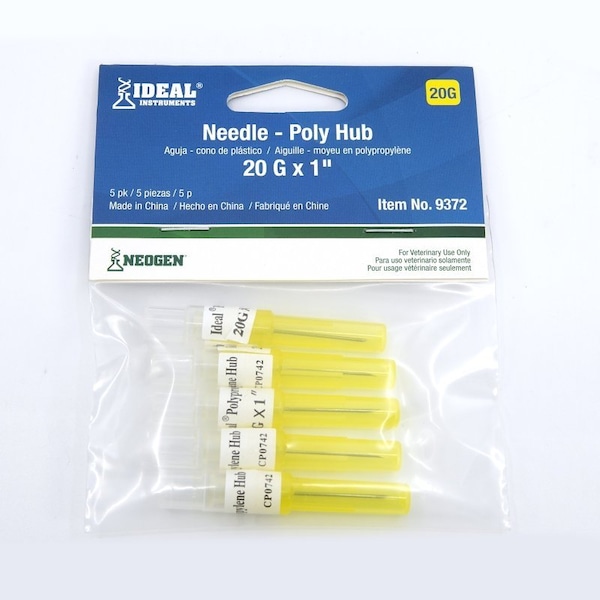 Neogen Hub Needle, 20 ga, 1 in L, 5PK - 9372