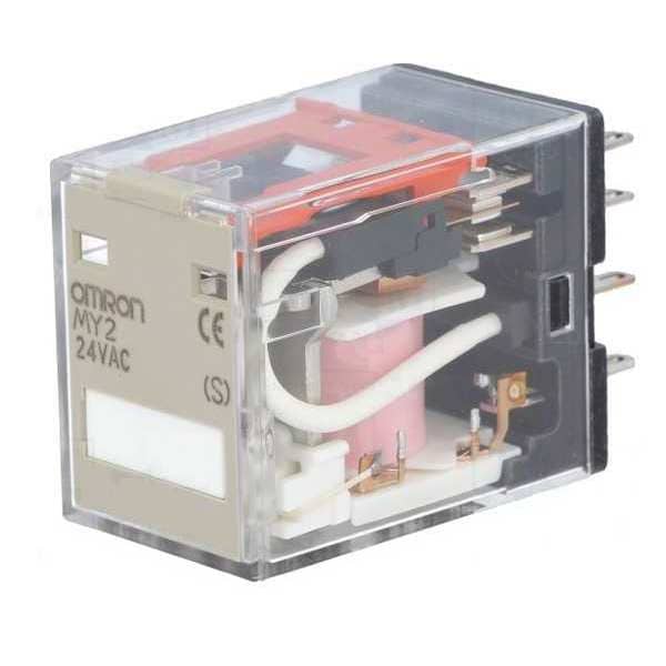 Relé de propósito general Omron, 24V AC Coil Volts, Cuadrado, 8 Pines, DPDT - MY2-AC24(S)