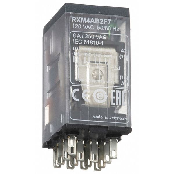 Relé de propósito general Schneider Electric, 120V de voltaje de la bobina de CA, cuadrado, 14 pines, 4PDT - RXM4AB2F7