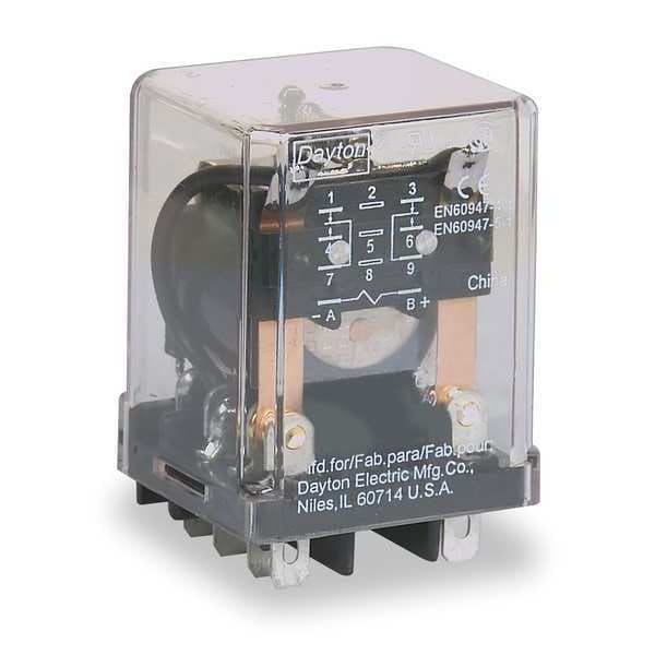 Relé de propósito general Dayton, 24V DC volts de bobina, cuadrado, 8 pines, DPDT - 1A487