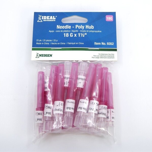 Neogen Hub Needle, 18 ga, 1-1/2 in L, 25PK - 9352