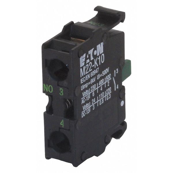 Bloque de Contacto Eaton, Tornillo, Negro, 22mm, 1NO - M22-K10