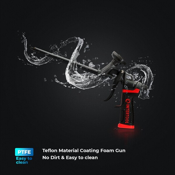 Intertool Spray Foam Gun, Sealant Insulation, Full Teflon Coated & Professional Handle - PT08-0610