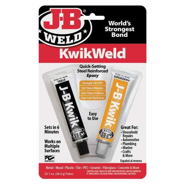 J-B Weld Ready to Mix Epoxy Adhesive, Two 1 fl oz Tubes, Dark Gray, KwikWeld - 8276