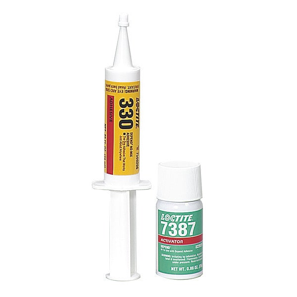 Loctite Acrylic Adhesive, 25 ml, Syringe, Yellow, 330 Series, 5 min Functional Cure - 1690727