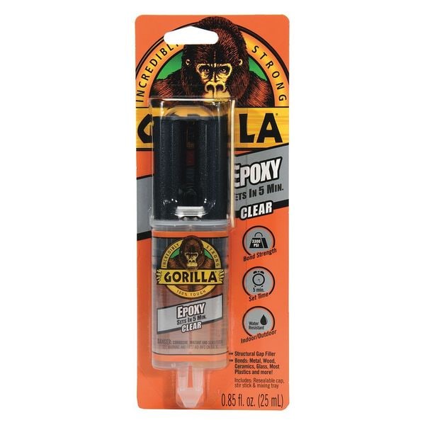Gorilla Glue Instant Adhesive, Epoxy Series, Clear, 1 oz, Bottle, 1:01 Mix Ratio, 15 hr Functional Cure - 4200102