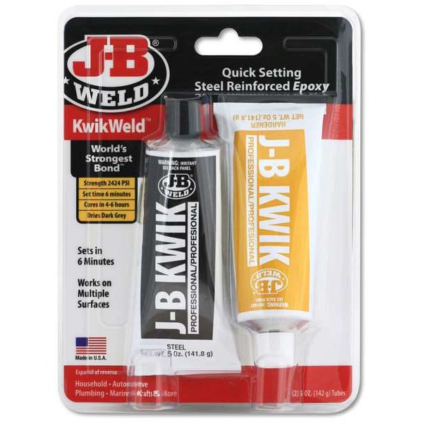 J-B Weld Epoxy Adhesive, KwikWeld Series, Gray, Tube, 1:01 Mix Ratio, 6 hr Functional Cure - 8271
