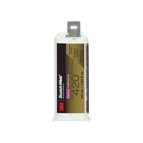 3M Epoxy Adhesive, DP420 Series, Off-White, Dual-Cartridge, 2:01 Mix Ratio, 2 hr Functional Cure - DP420