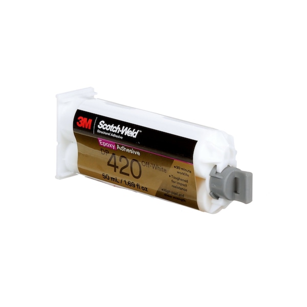 3M Epoxy Adhesive, DP420 Series, Off-White, Dual-Cartridge, 2:01 Mix Ratio, 2 hr Functional Cure - DP420