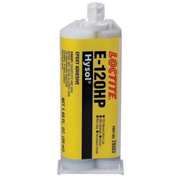 Loctite Epoxy Adhesive, E120-HP Series, Amber, Dual-Cartridge, 2:01 Mix Ratio, 3 hr Functional Cure - 237128