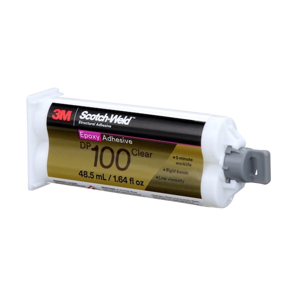 3M Epoxy Adhesive, DP100 Series, Clear, Dual-Cartridge, 1:01 Mix Ratio, 20 min Functional Cure - 100