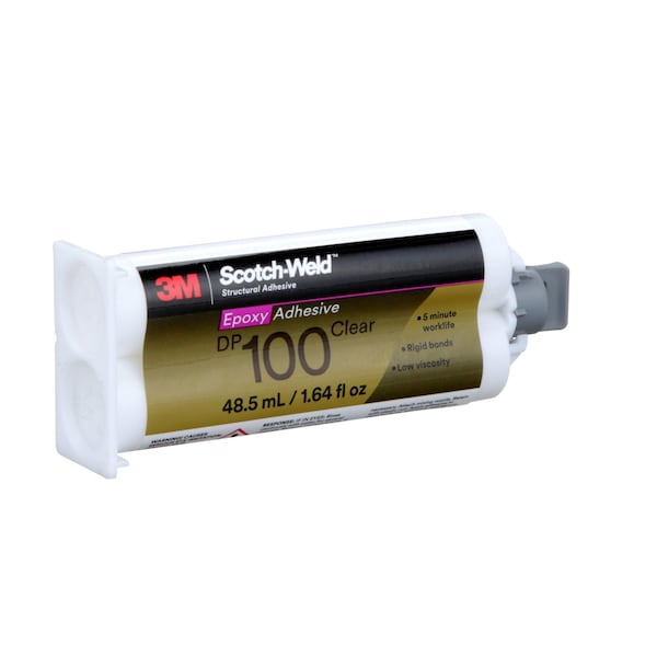 3M Epoxy Adhesive, DP100 Series, Clear, Dual-Cartridge, 1:01 Mix Ratio, 20 min Functional Cure - 100