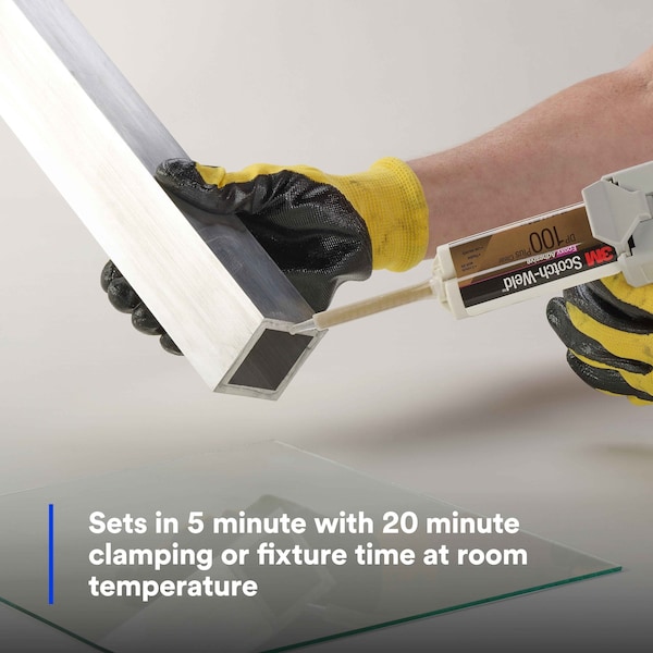 3M Epoxy Adhesive, DP100 Series, Clear, Dual-Cartridge, 1:01 Mix Ratio, 20 min Functional Cure - 100