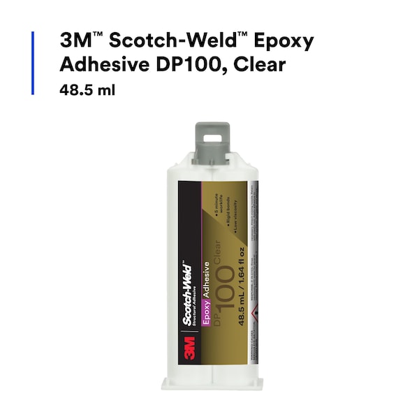 3M Epoxy Adhesive, DP100 Series, Clear, Dual-Cartridge, 1:01 Mix Ratio, 20 min Functional Cure - 100
