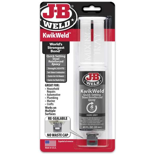 J-B Weld All Purpose Glue, KwikWeld Series, Clear, 0.85 oz, Bottle, 1:01 Mix Ratio, 4 hr Functional Cure - 50176