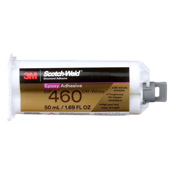 3M Epoxy Adhesive, DP460 Series, Off-White, Dual-Cartridge, 2:01 Mix Ratio, 1 hr Functional Cure - 460