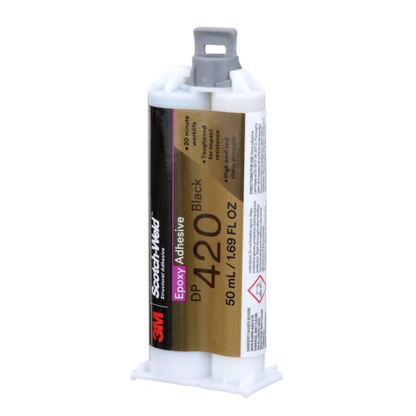 3M Acrylic Adhesive, DP420 Series, Black, Dual-Cartridge, 2:01 Mix Ratio, 2 hr Functional Cure - DP420