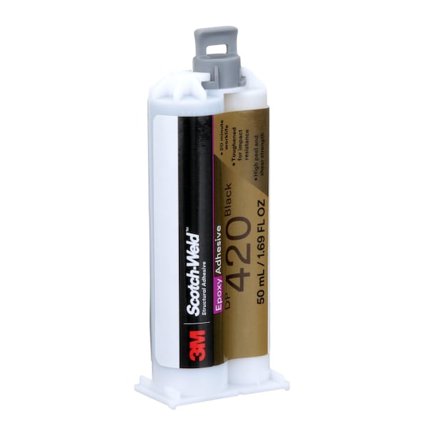 3M Acrylic Adhesive, DP420 Series, Black, Dual-Cartridge, 2:01 Mix Ratio, 2 hr Functional Cure - DP420