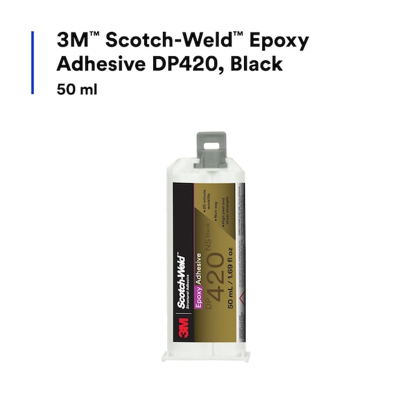 3M Acrylic Adhesive, DP420 Series, Black, Dual-Cartridge, 2:01 Mix Ratio, 2 hr Functional Cure - DP420
