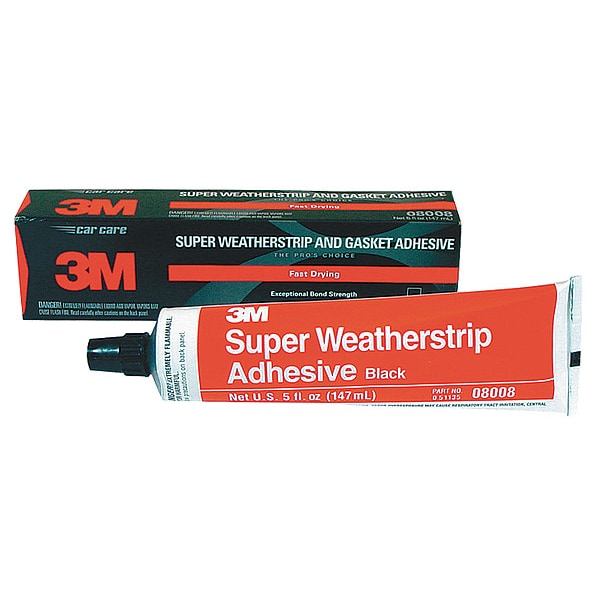 3M Super Weatherstrip and Gasket Adhesive, 5 fl oz, Tube, Black, Neoprene Rubber Base - 08008