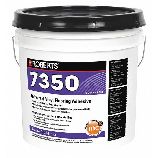 Roberts Floor Adhesive, 7350 Series, Off-White, 4 gal, Pail - 7350-4