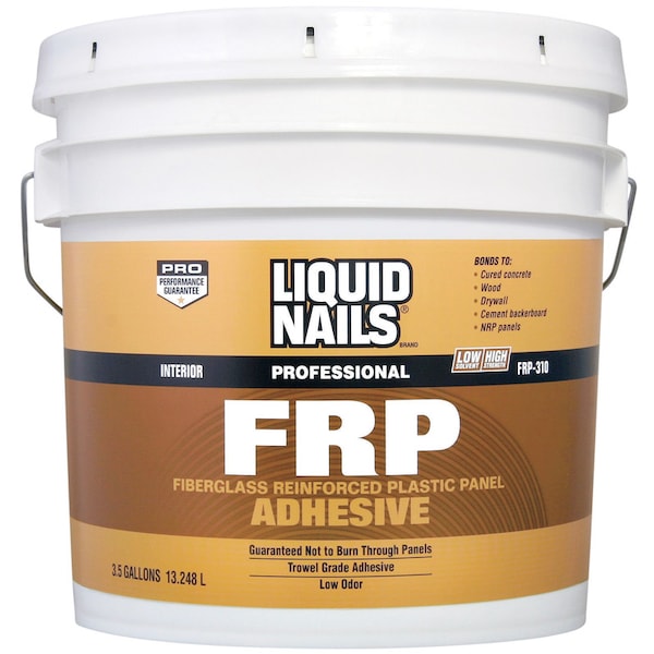 Liquid Nails FRP Construction Adhesive, Chemical Base Acrylic Latex, 3.5 gal - FRP-310 3.5GALL