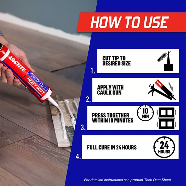 Loctite Power Grab Construction Adhesive, White, 9 oz - 2032666