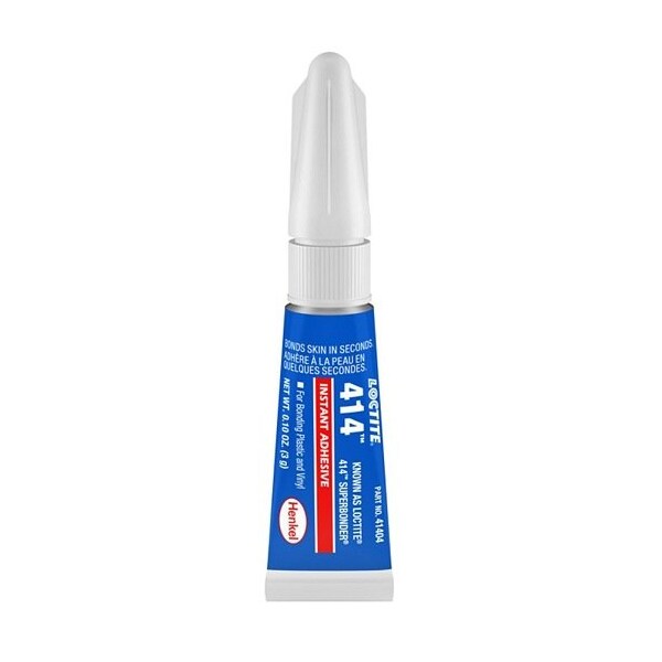Henkel General Purpose Instant Adhesive; Plastic; Tube; Viscous Liquid; Gap Filling; Colorless; 0.006 Lb - 414 3GM IDH 233780