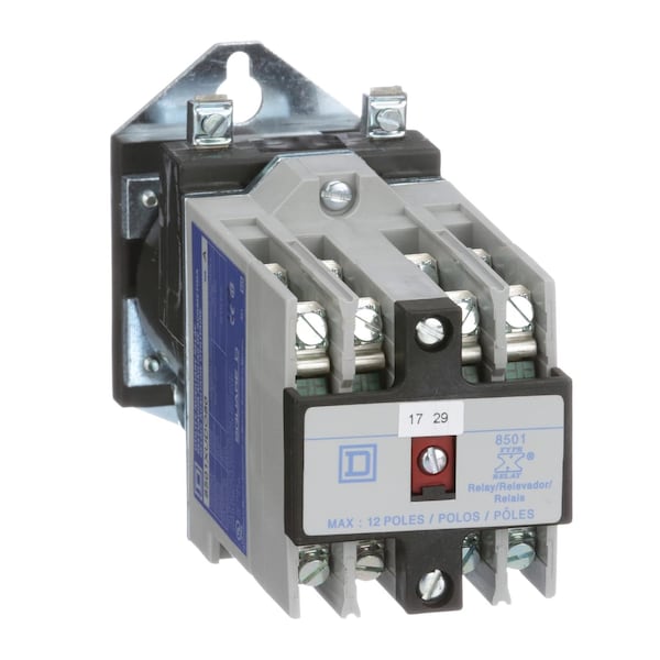 Relé de control NEMA Square D, Tipo X, utilitario, 10A resistivos a 600VAC, 8 contactos normalmente abiertos, bobina de 125VDC - 8501XUDO80V63.
