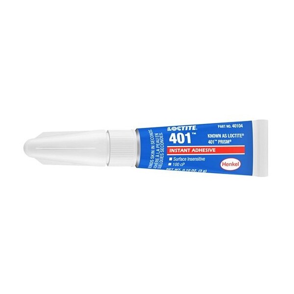 Henkel General Purpose Instant Adhesive, Surface Insensitive, Tube, Viscous Liquid - 401 3GM TUBE IDH 233641