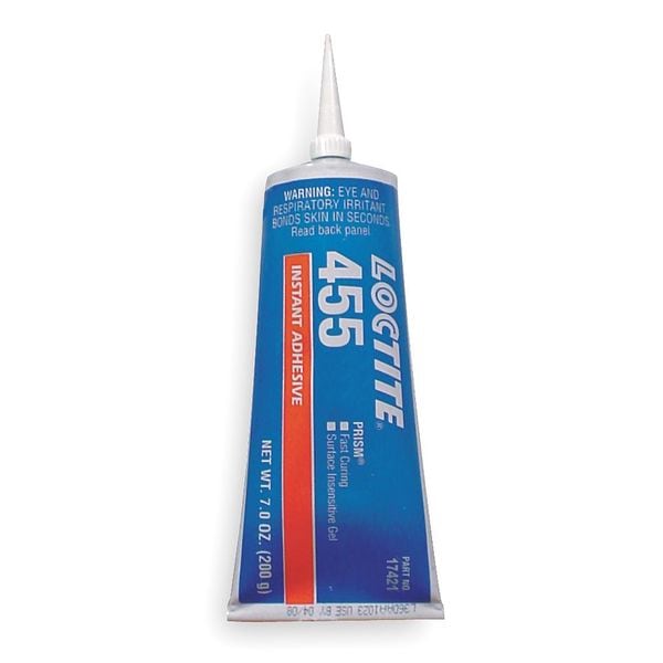 Loctite Instant Adhesive, 455 Series, Light Yellow/Cloudy, 7 oz, Tube - 135258
