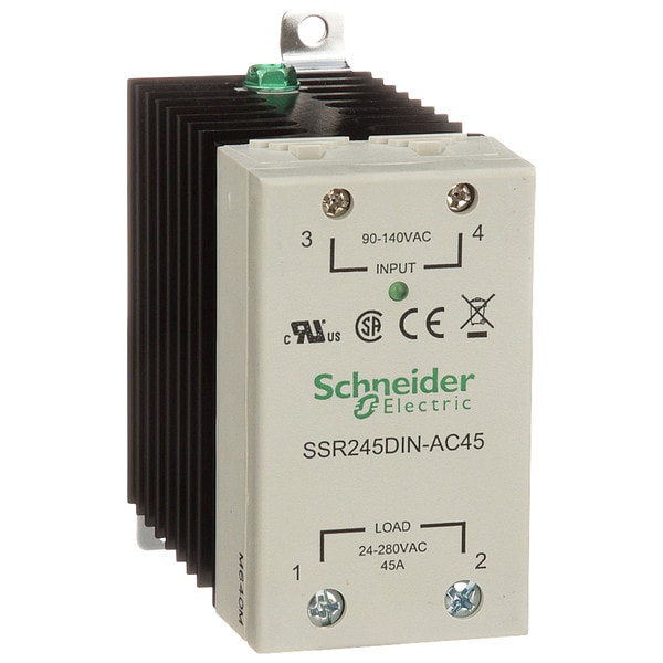 Relevador de estado sólido Schneider Electric, 90 a 280VCA, 45A - SSR245DIN-AC45