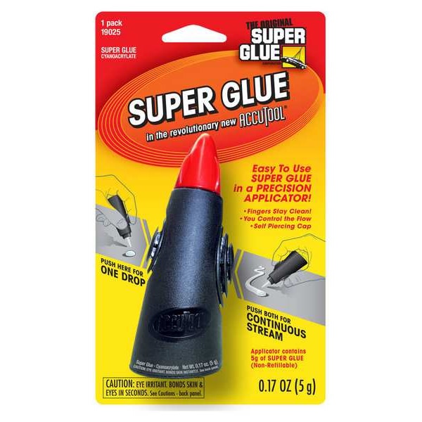 Super Glue Instant Adhesive, Accutool Series, Clear, 0.17 oz, Tube - 19025