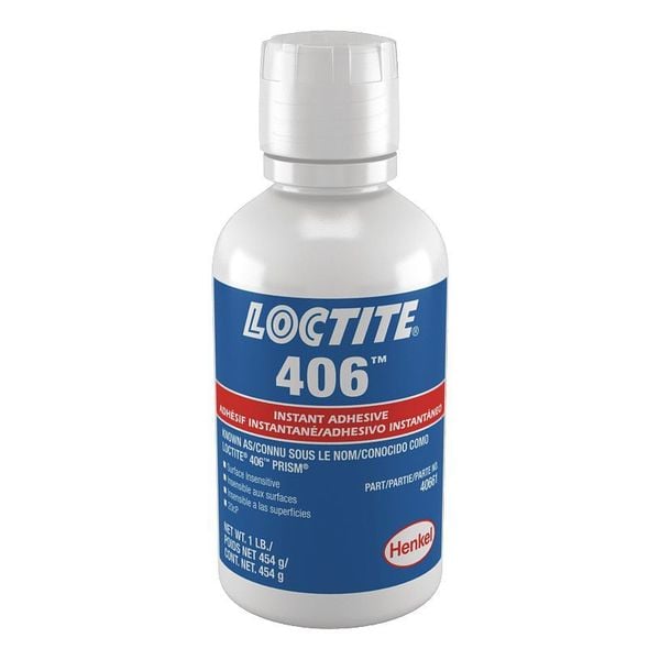 Loctite Prism 406 Instant Adhesive, 1 lb, Bottle, Clear - 237295