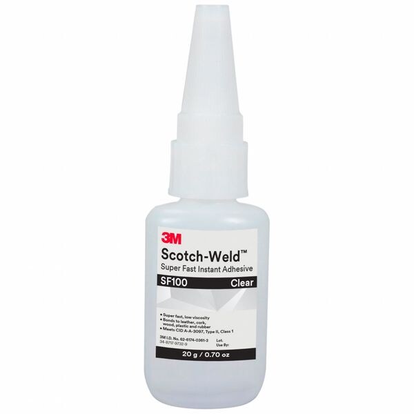 3M Glue Stick, Scotch-Weld Instant Adhesives Series, Clear, 0.71 oz, Bottle - SF100
