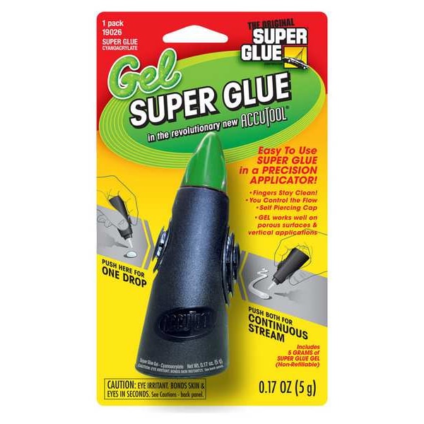 Super Glue Instant Adhesive, Accutool Series, Clear, 0.17 oz, Tube - 19026