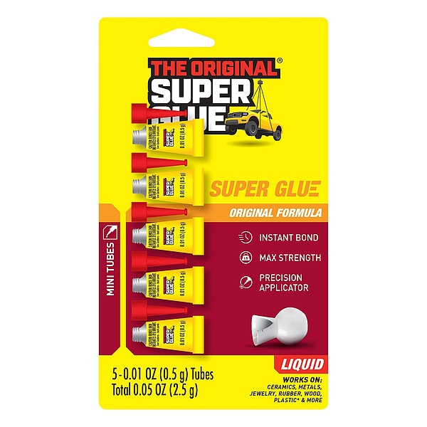 Super Glue Instant Adhesive, Super Glue Series, 0.05 fl oz, Tube 5 PK - 11710551