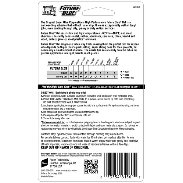 Super Glue The Original High Strength Cyanoacrylate All Purpose Super Glue, 6 PK - 11710005