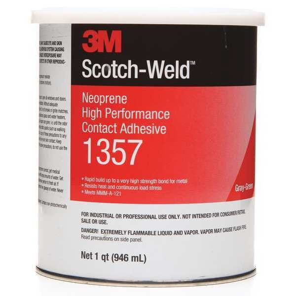 3M Contact Cement, 1357, 1 qt, Can, Gray-Green - 1357