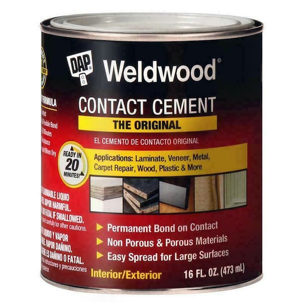 Dap Contact Cement, Weldwood, 16 fl oz, Can, Tan - 00271