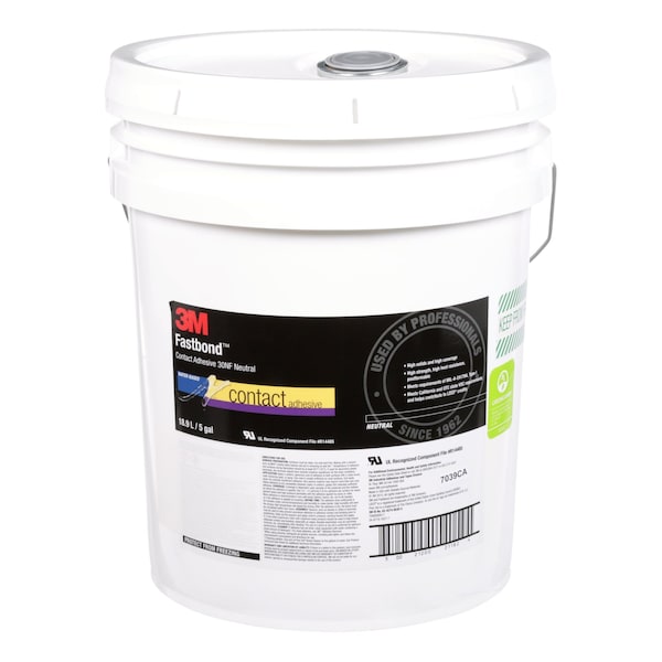 3M Contact Cement, 30NF Series, Clear, 5 gal, Pail - 21182