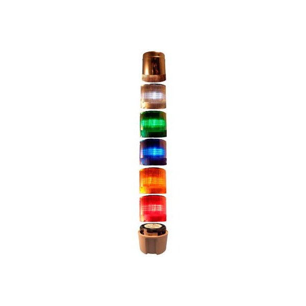 Springer Controls Co Springer Controls / Texelco 70mm Light Stack, 120V LED, GRAY Term, W-G-B-A-R, 100DB - LA-TCL05AF95632