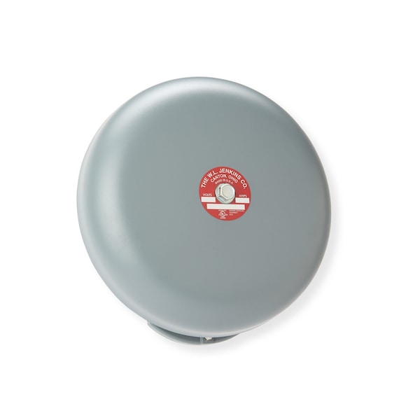 Wl Jenkins 10in Trolley Bell, Single Stroke Pigtail with Flasher, 12VDC, Outdoor, Grey - 4423FD