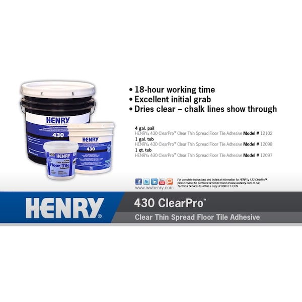 Henry Henry 430 GL ClearPro Thin Spread Floor Tile Adhesive 1 GAL - 430 1 GAL