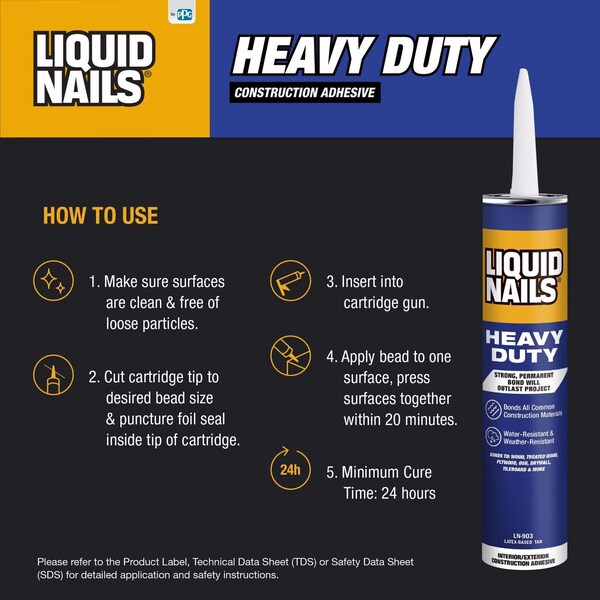 Liquid Nails Liquid Nails Heavy Duty Acrylic Latex Construction Adhesive 28 oz - LNP-903 28