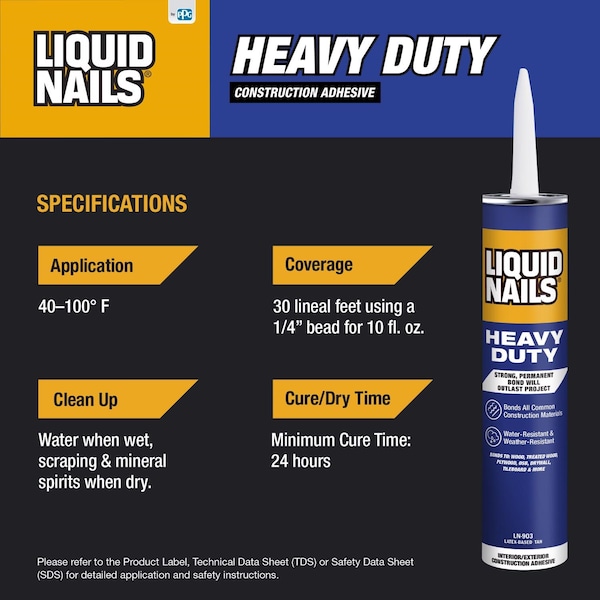 Liquid Nails Liquid Nails Heavy Duty Acrylic Latex Construction Adhesive 28 oz - LNP-903 28